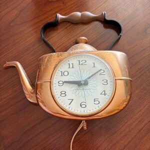 Vintage Copper Teapot Wall Clock